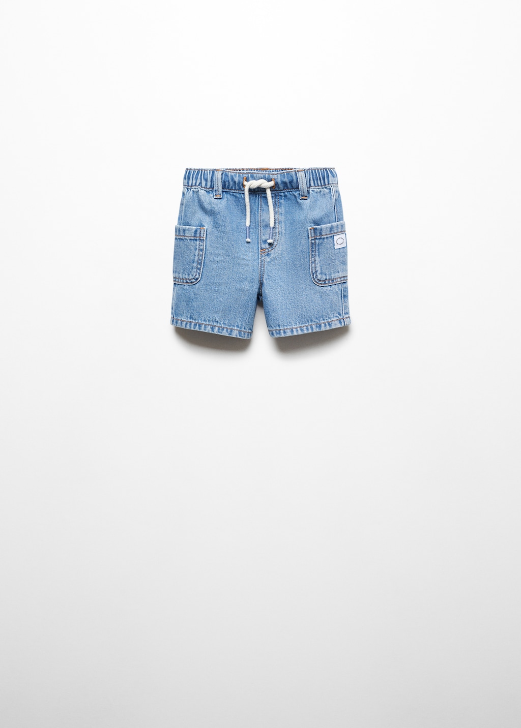 Elastic waist denim Bermuda shorts - Article without model