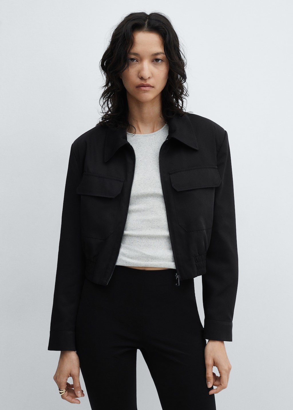 Cropped jacket with pockets - Medium plane