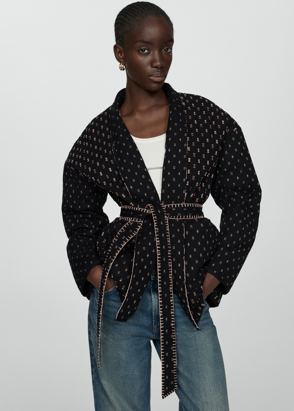 Patterned quilted jacket best sale