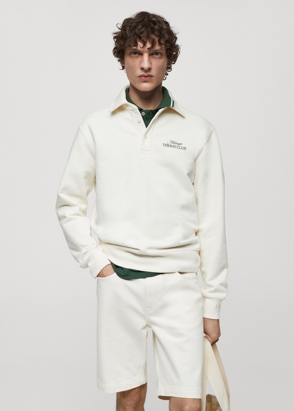 Embroidered cotton polo sweatshirt - Medium plane