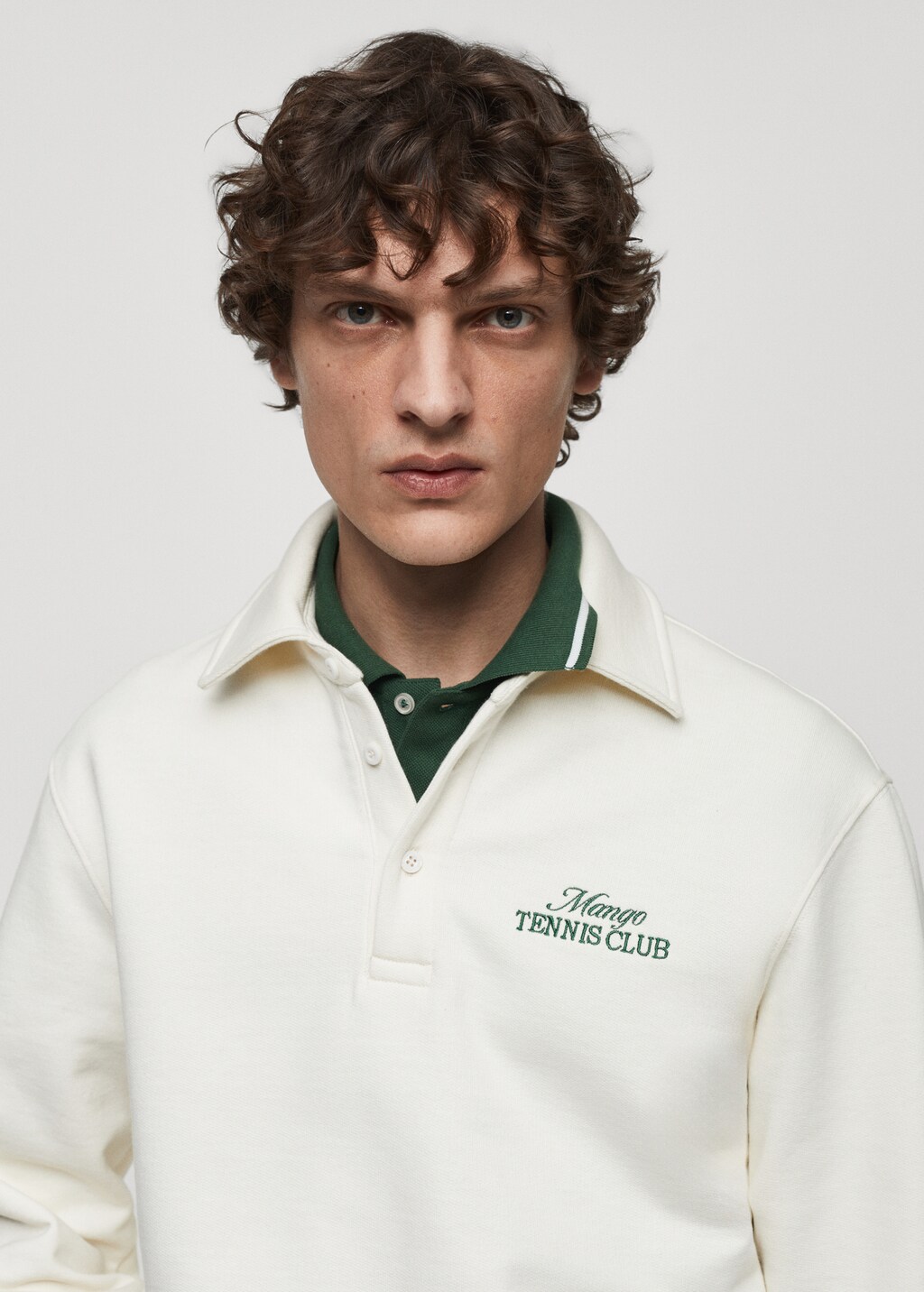 Embroidered cotton polo sweatshirt - Details of the article 1