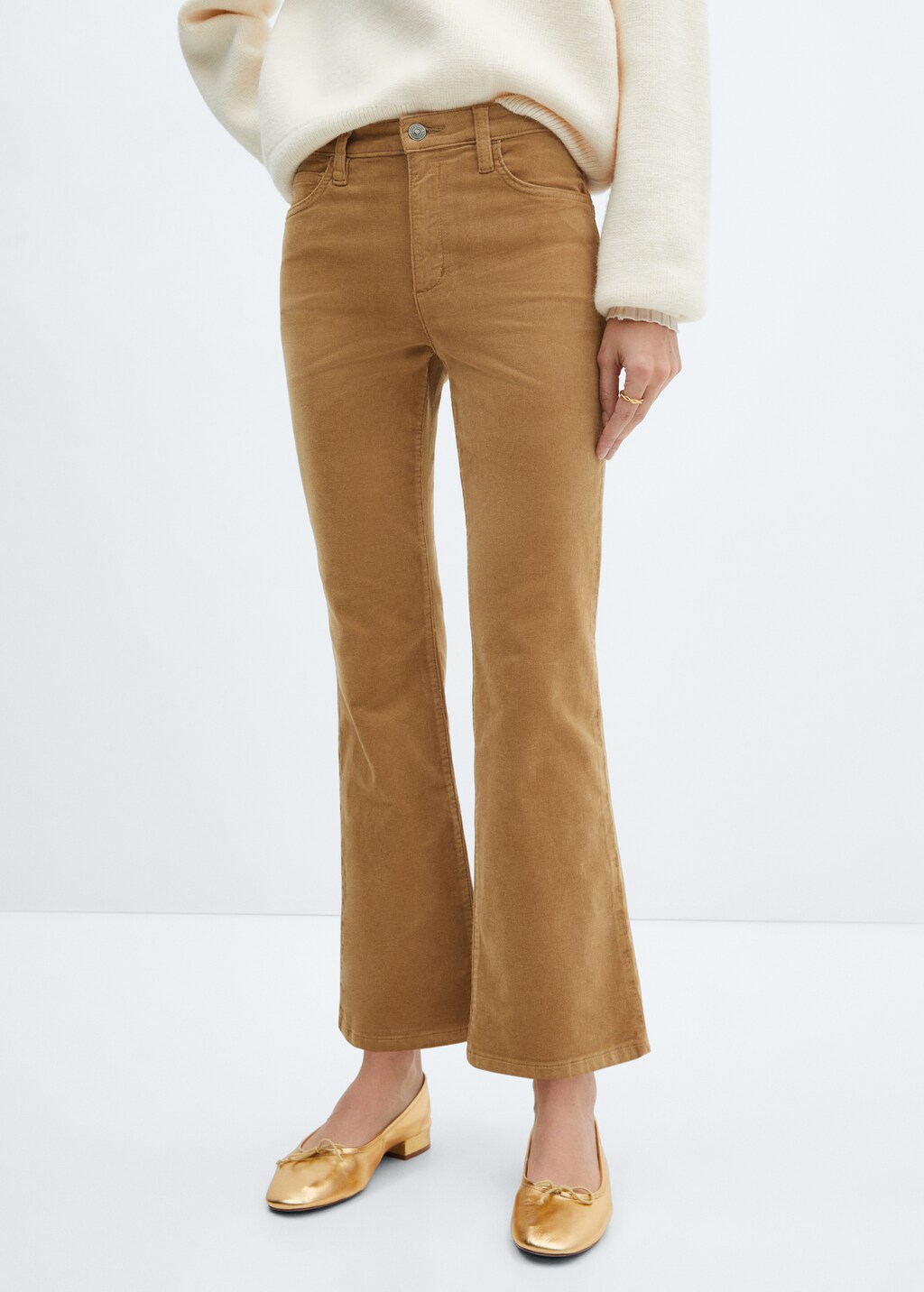 Flared cropped corduroy trousers - Medium plane