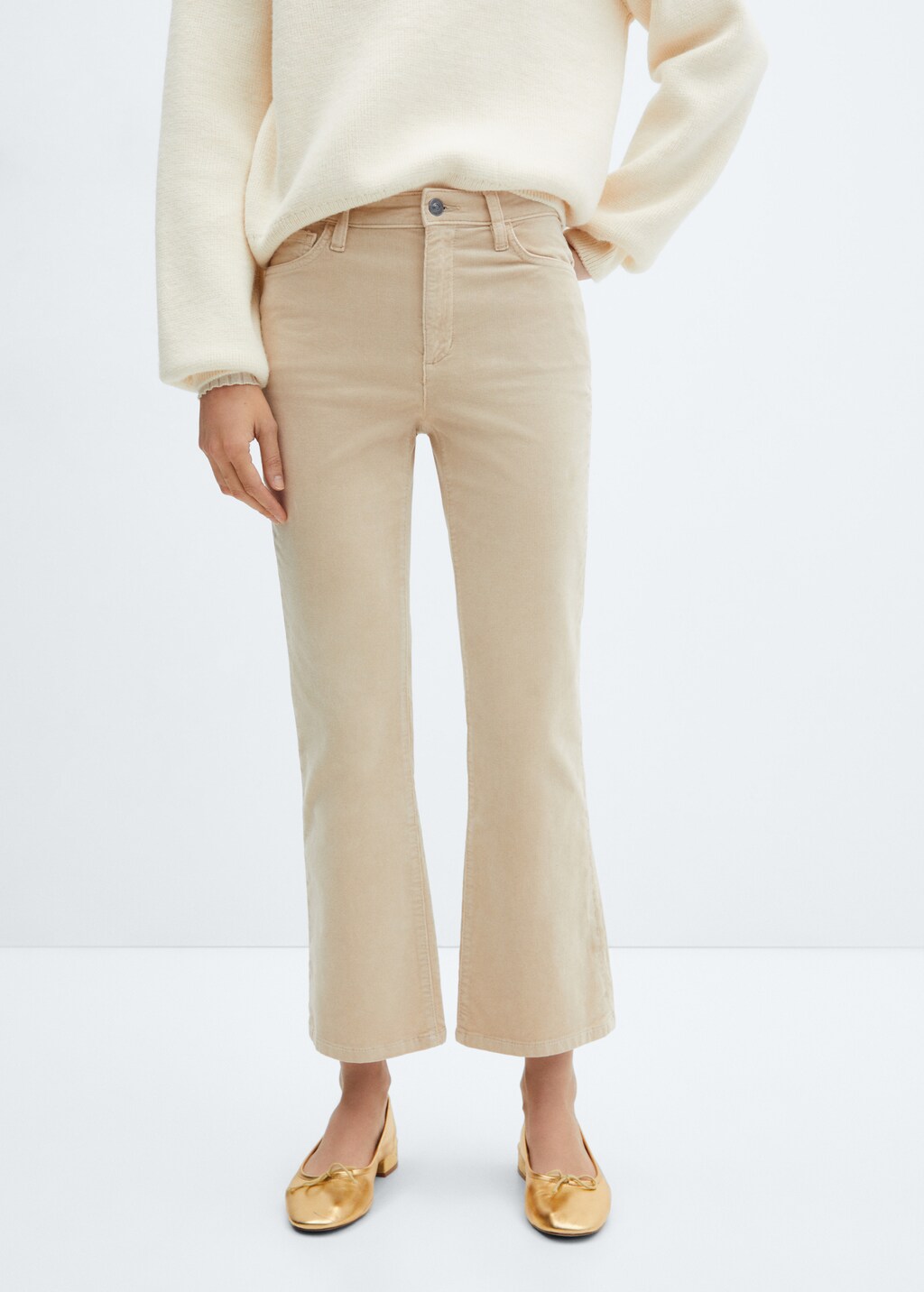 Flared cropped corduroy trousers - Medium plane