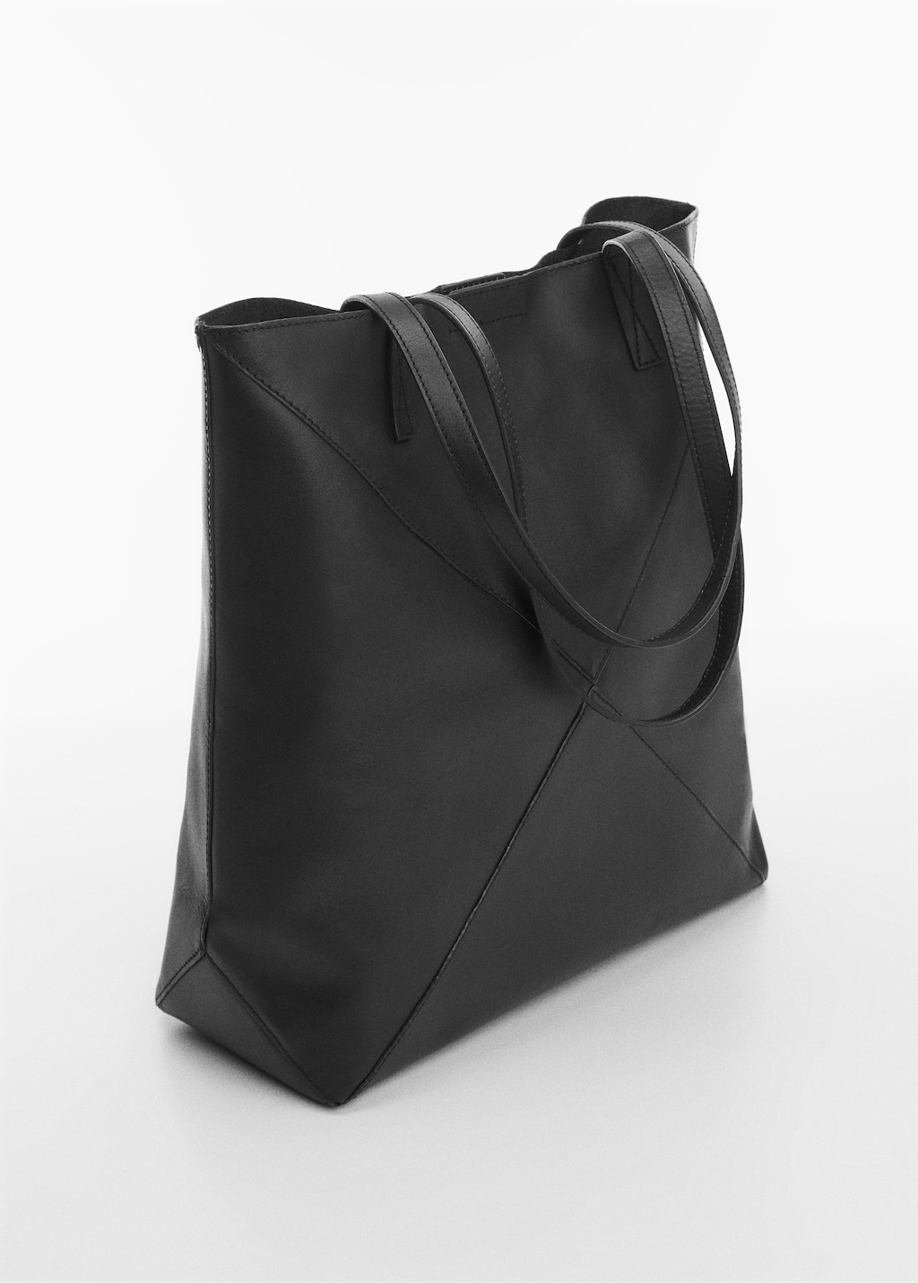 Leather shopper bag - Medium plane