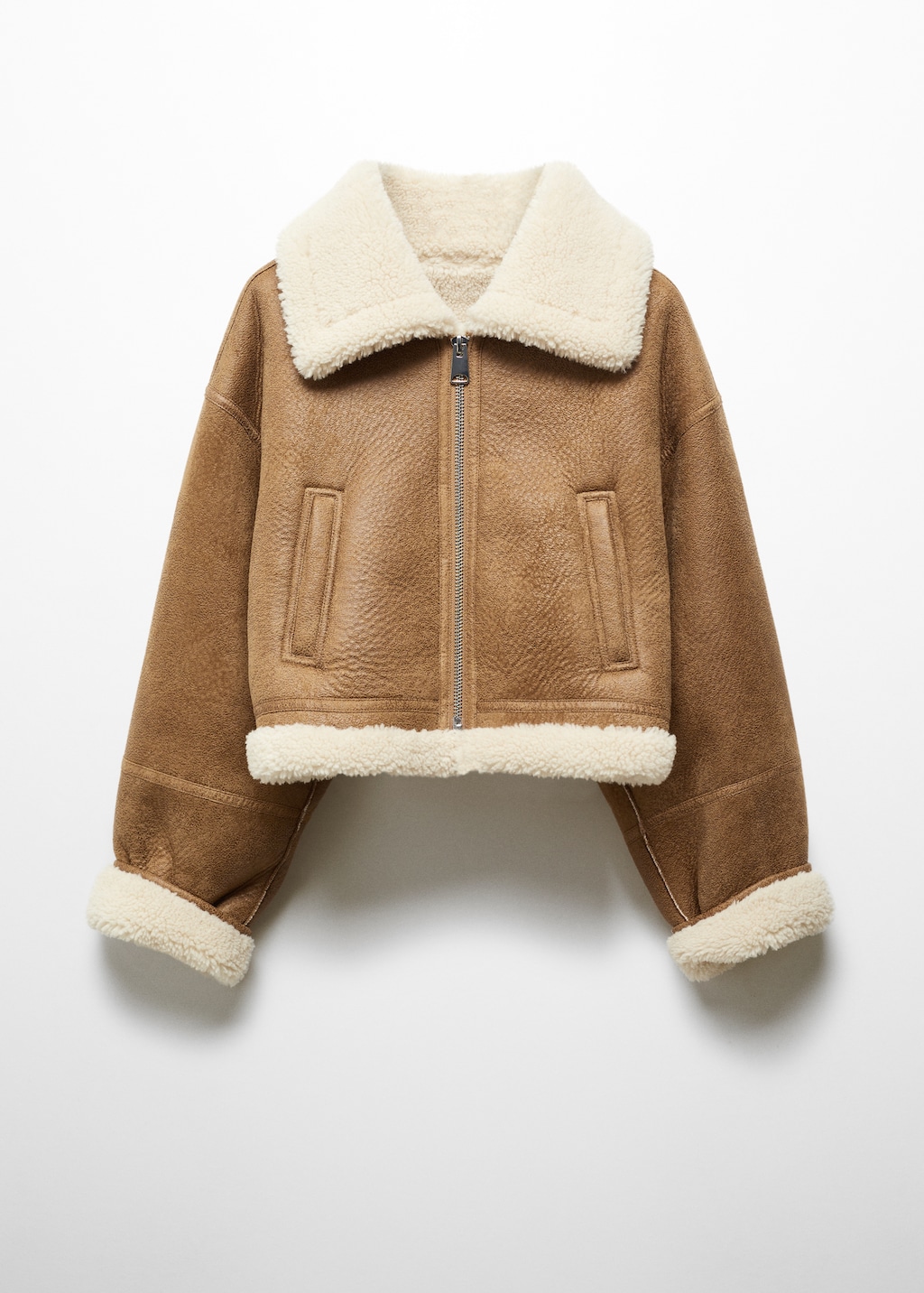 Shearling-lined leather-effect jacket - Article without model