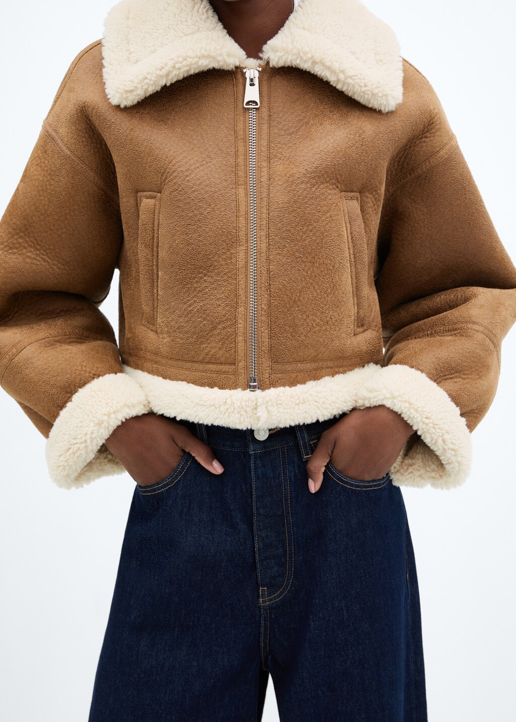 Shearling-lined leather-effect jacket - Details of the article 6