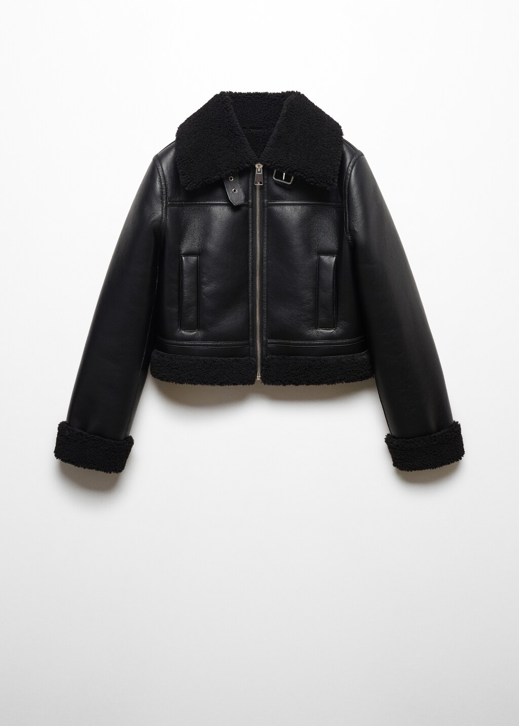 Biker jacket with shearling-effect lining - Article without model