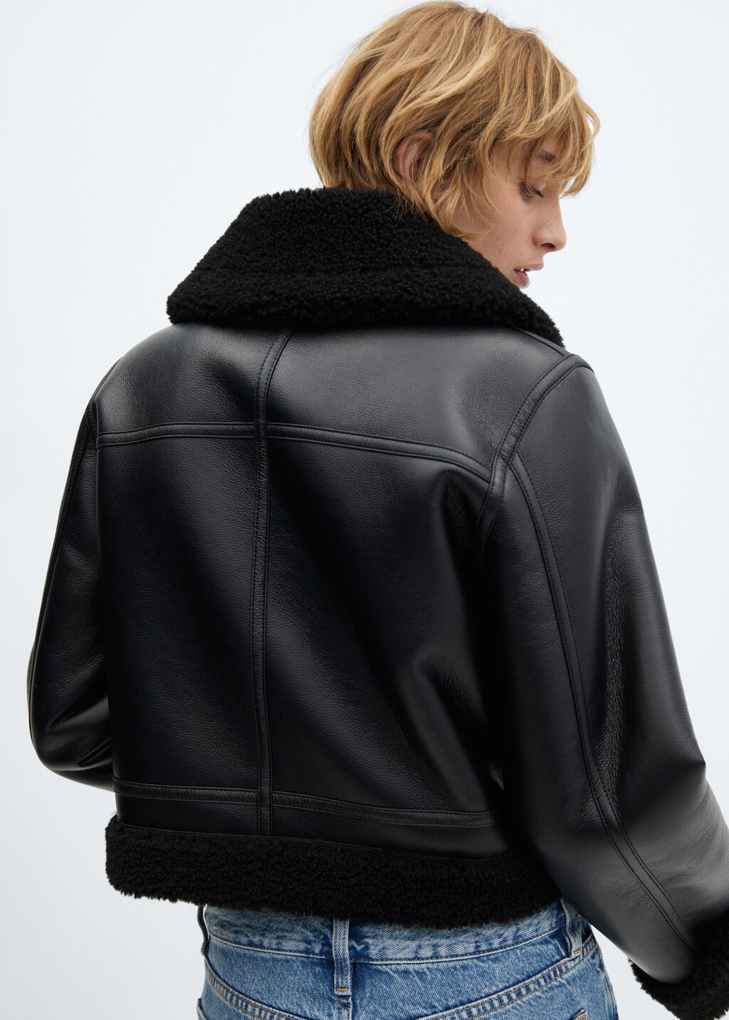 Biker jacket with shearling-effect lining - Details of the article 6