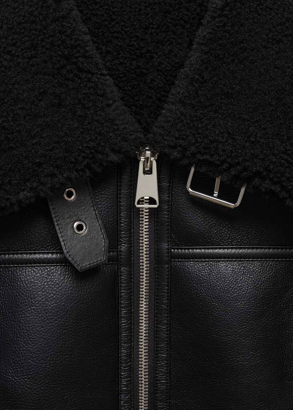 Biker jacket with shearling-effect lining - Details of the article 8