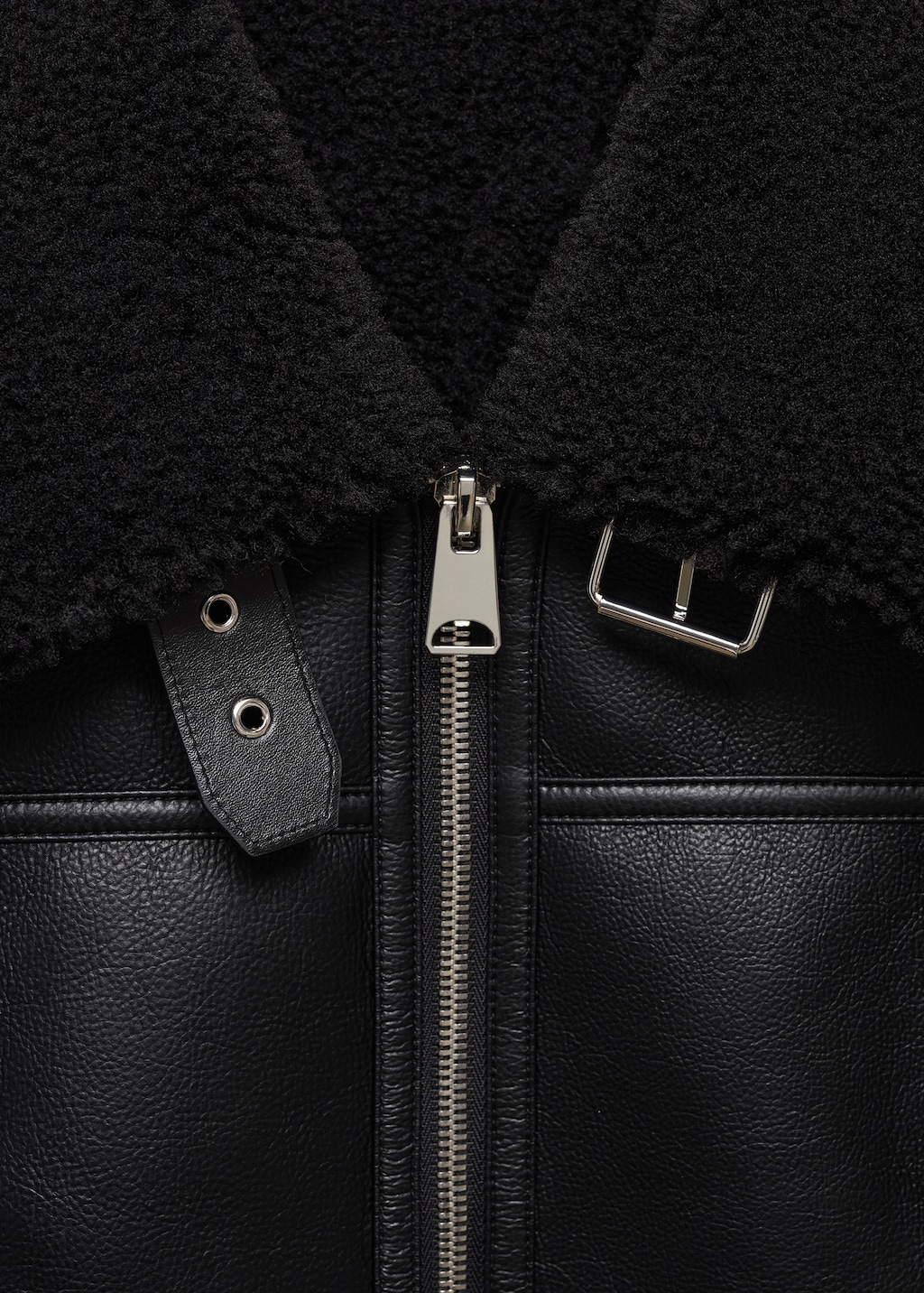 Biker jacket with shearling-effect lining - Details of the article 8