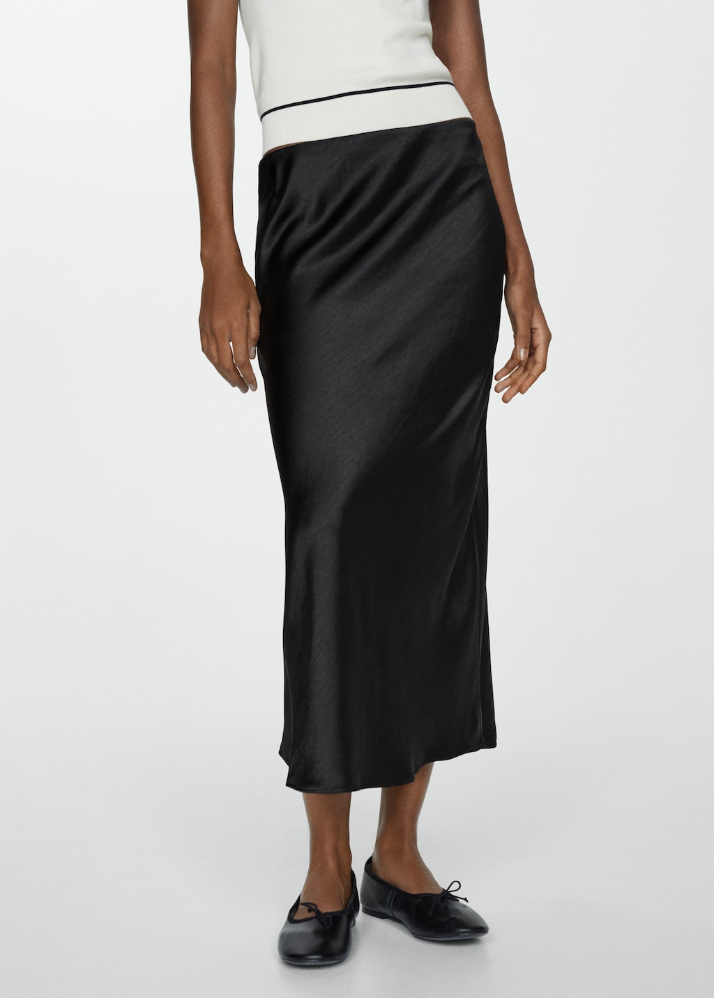 Midi satin skirt - Medium plane