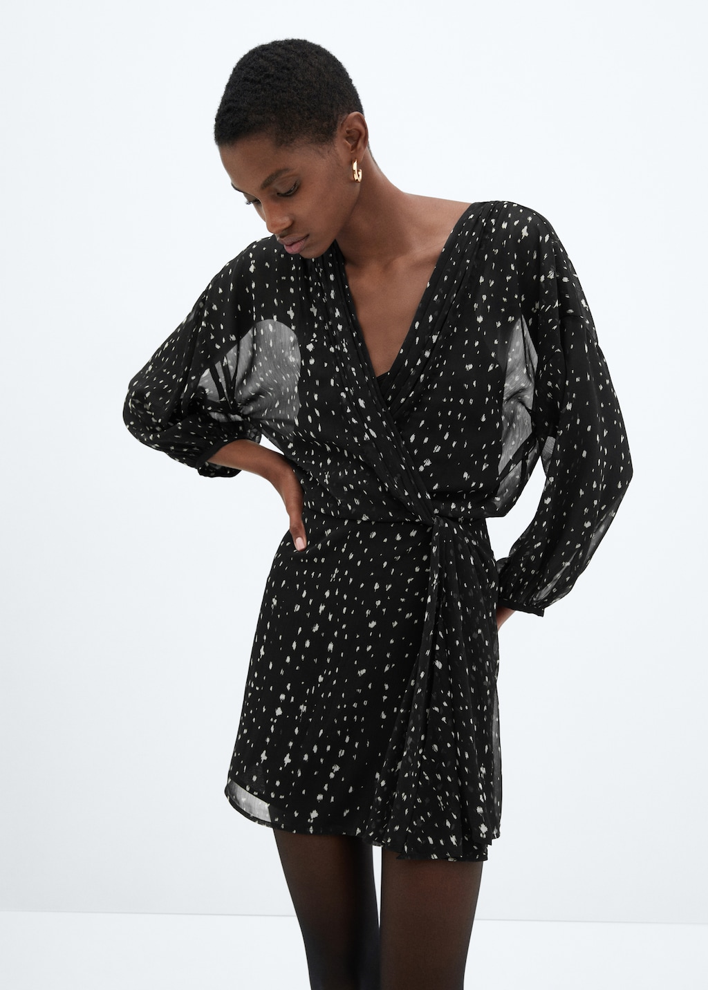 Print wrap dress - Medium plane