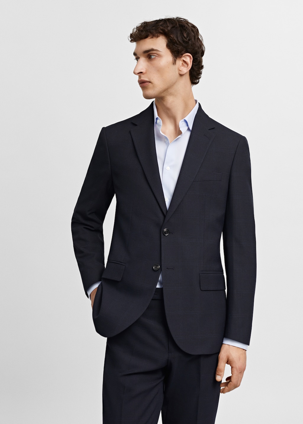 Stretch-fabric slim-fit suit jacket - Medium plane