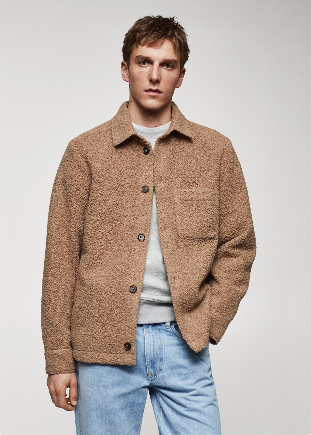 Shearling overshirt with pocket - Medium plane