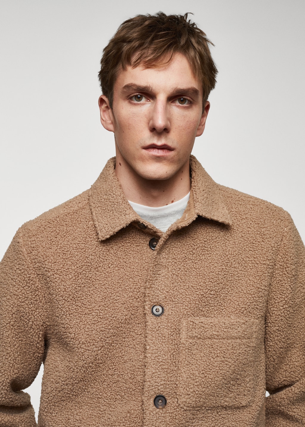 Shearling overshirt with pocket - Details of the article 1