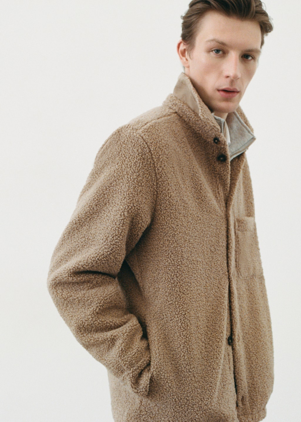 Shearling overshirt with pocket - Details of the article 6