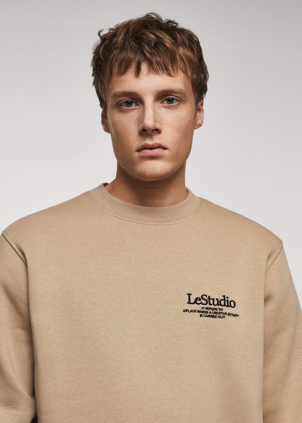 Embroidered detail cotton sweatshirt - Details of the article 1