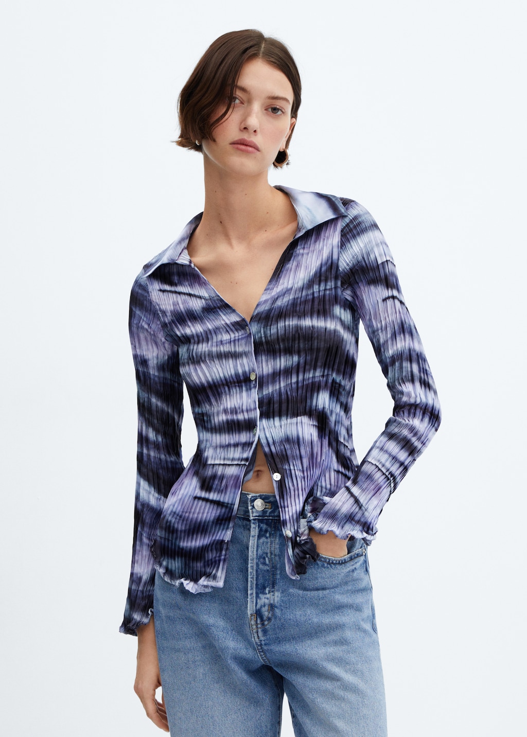 Geplooid tie-dye blouse - Middenvlak