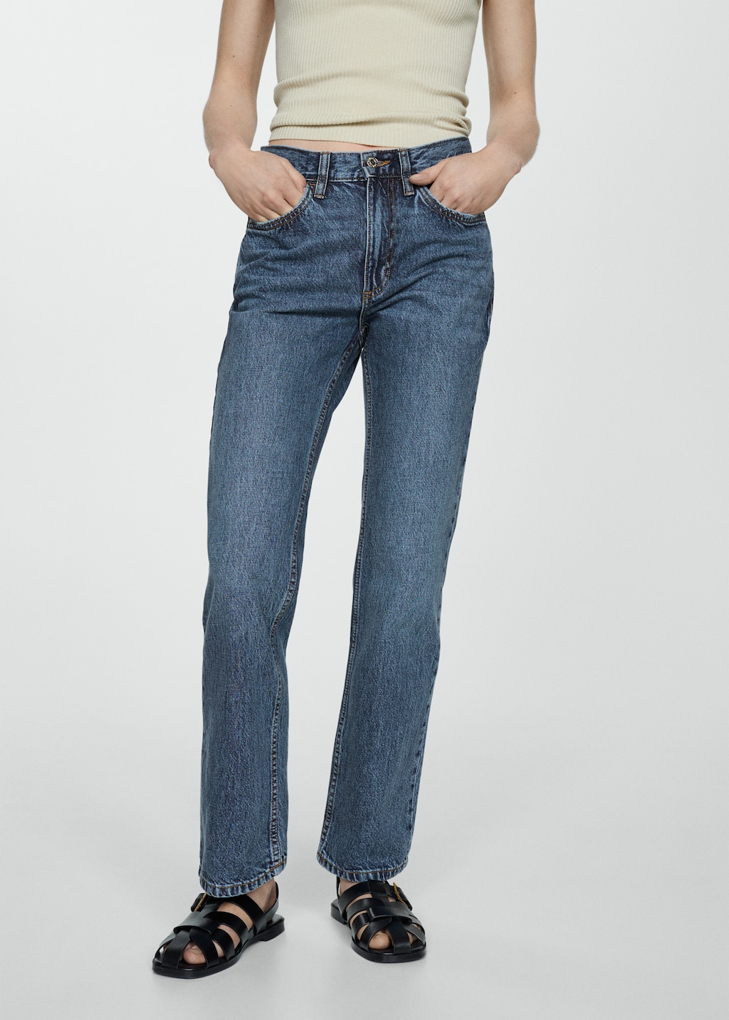 Rechte mid-rise jeans - Middenvlak