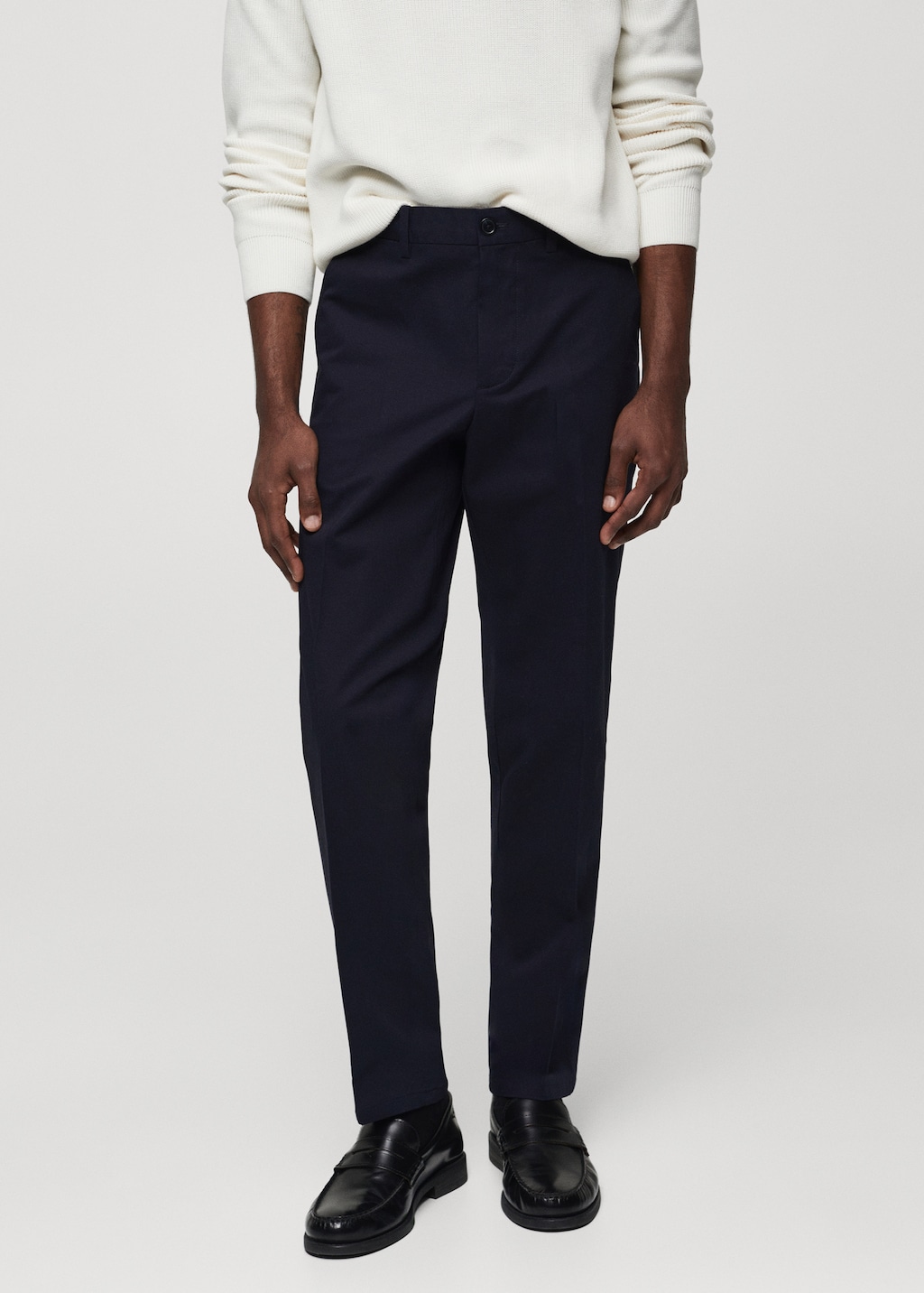 Regular-fit cotton trousers - Medium plane