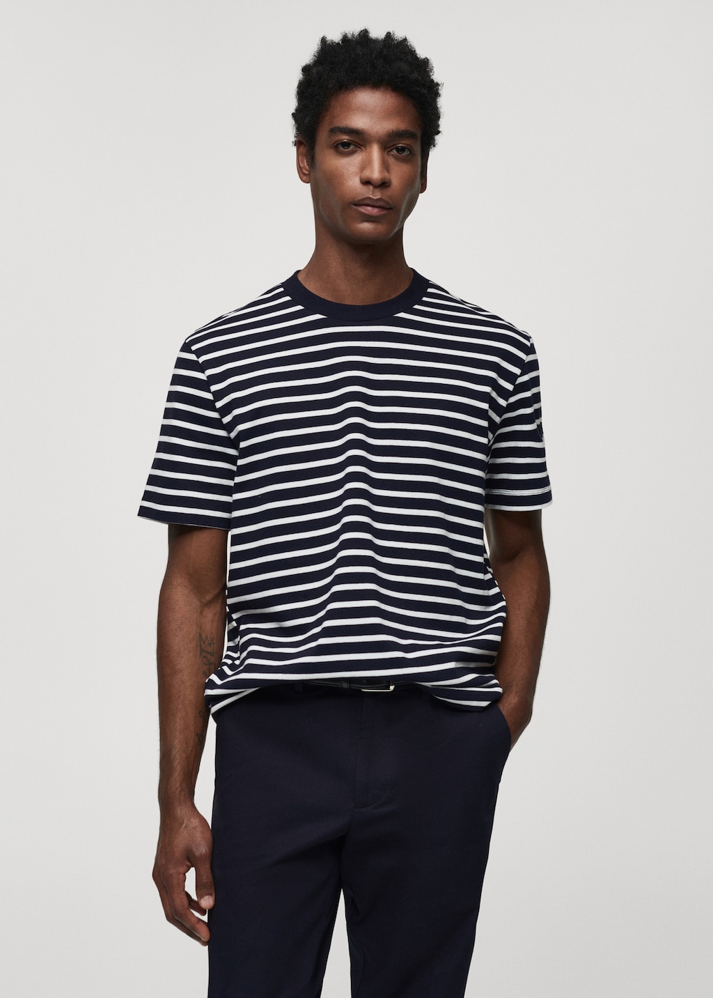 Striped cotton T-shirt - Medium plane