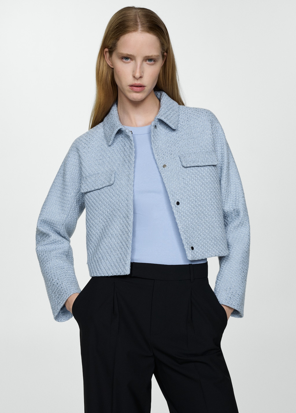 Cropped tweed jacket with pockets - Medium plane