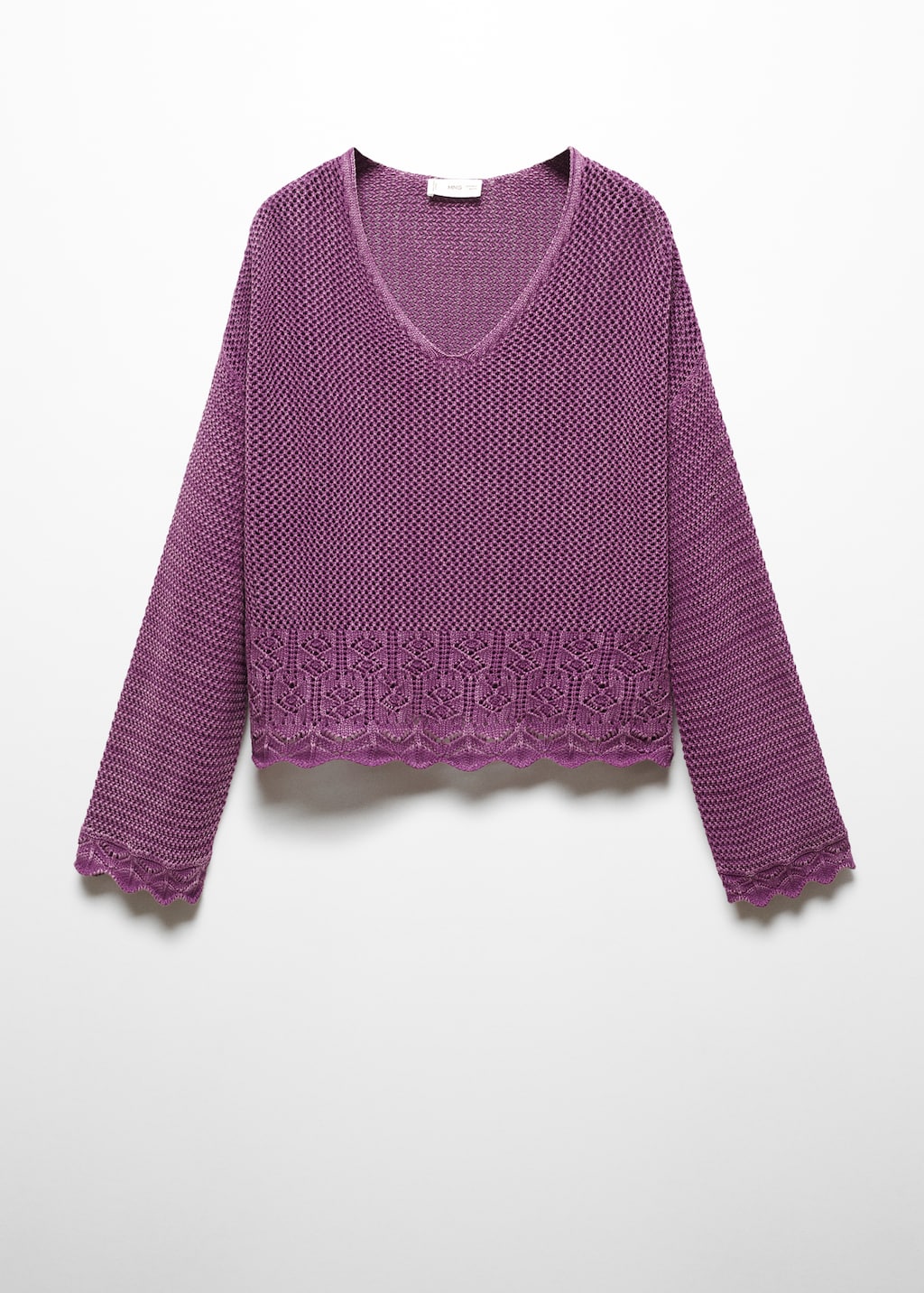 V-neck openwork knitted sweater - Article without model