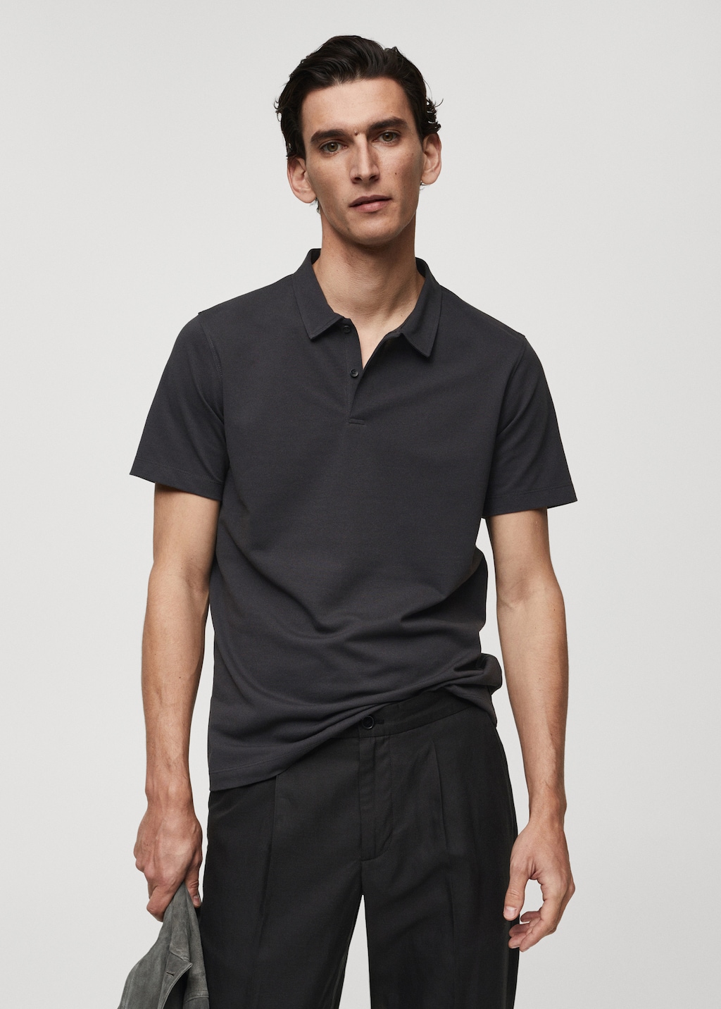 Slim-fit cotton piqué textured polo shirt - Medium plane