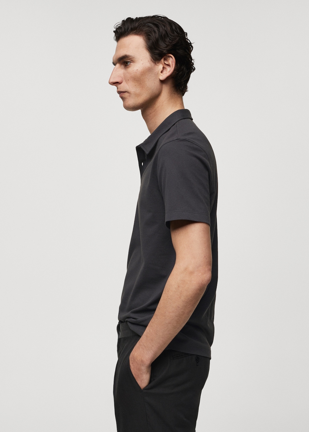 Slim-fit cotton piqué textured polo shirt - Details of the article 2