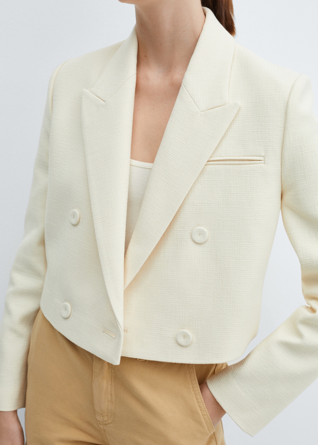 Double-breasted cropped jacket - Details of the article 6