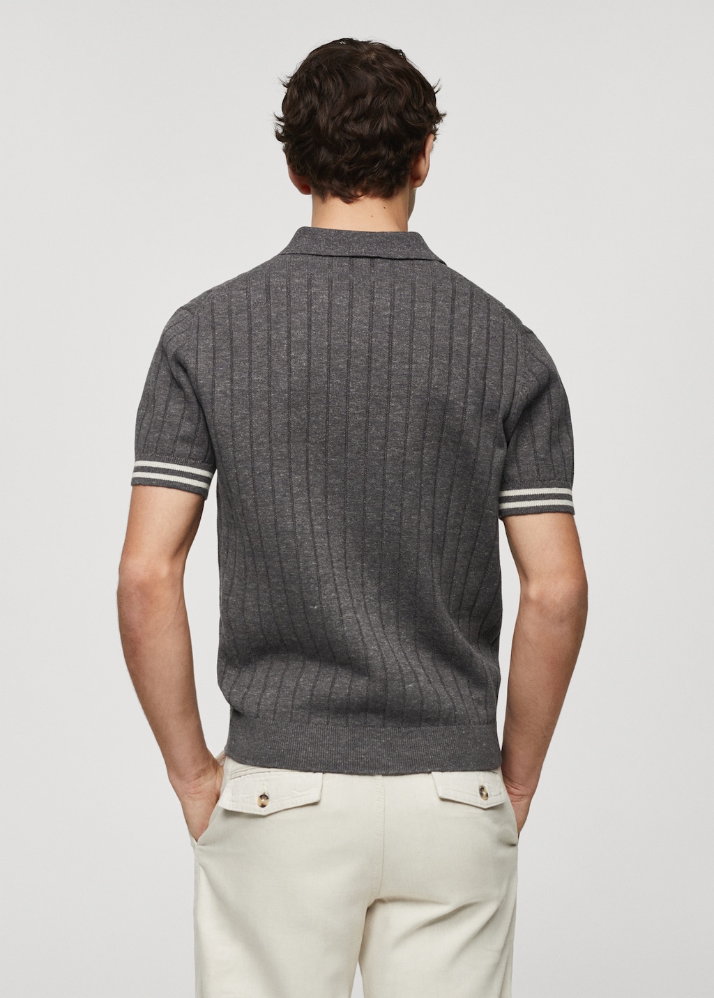 Ribbed knit polo shirt - Reverse of the article