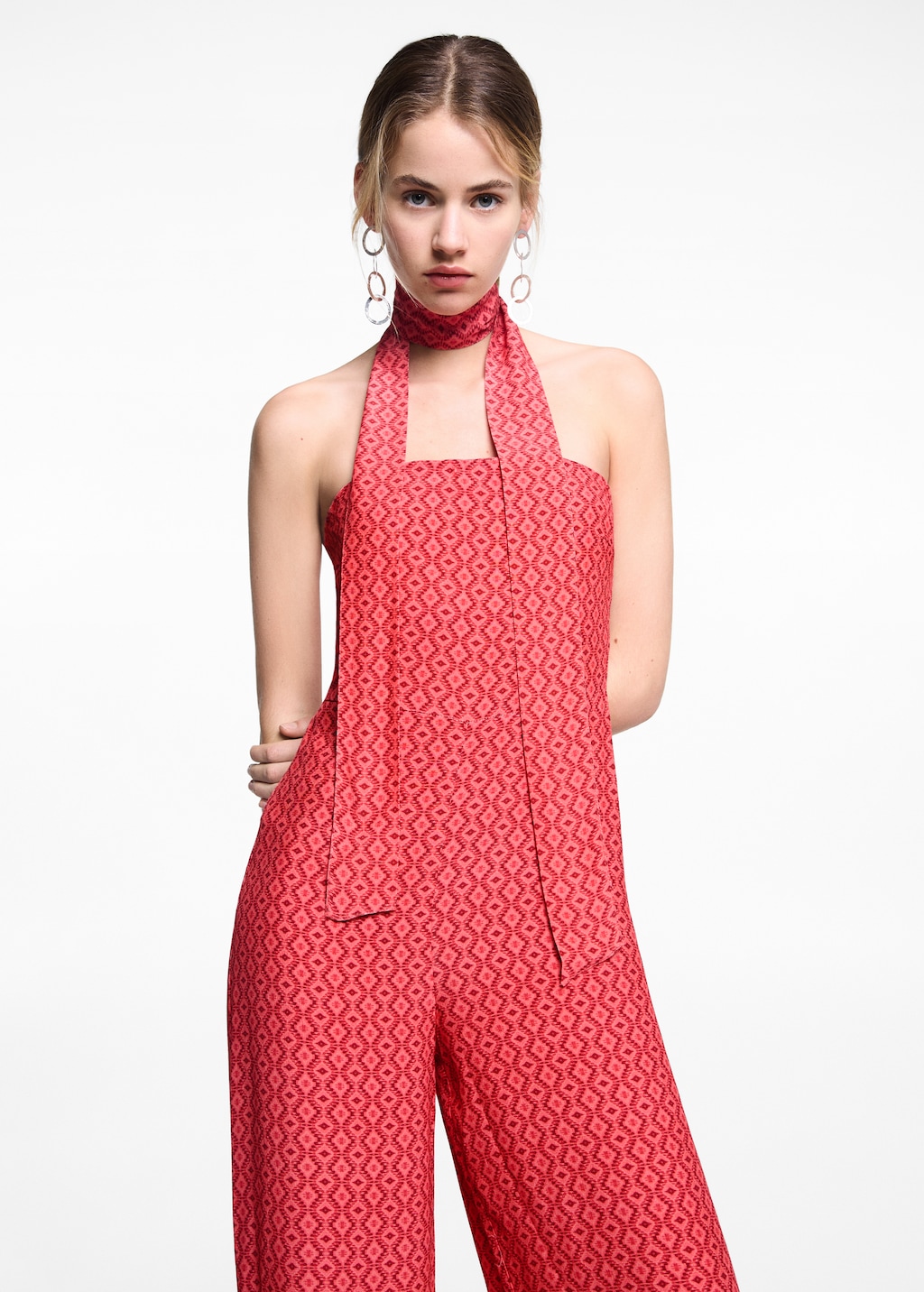 Printed strapless jumpsuit - Medium plane