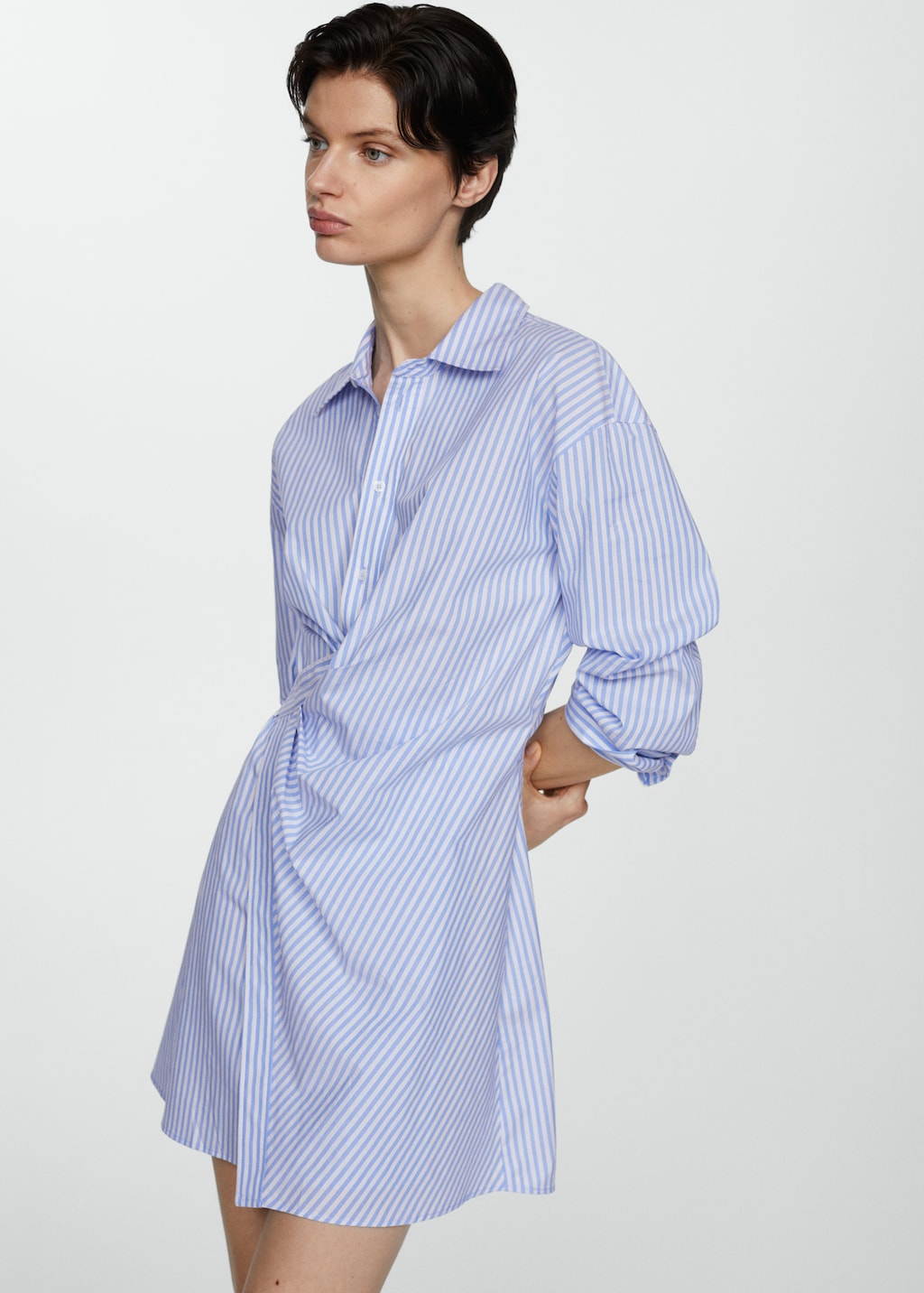 Striped wrap shirt dress - Medium plane