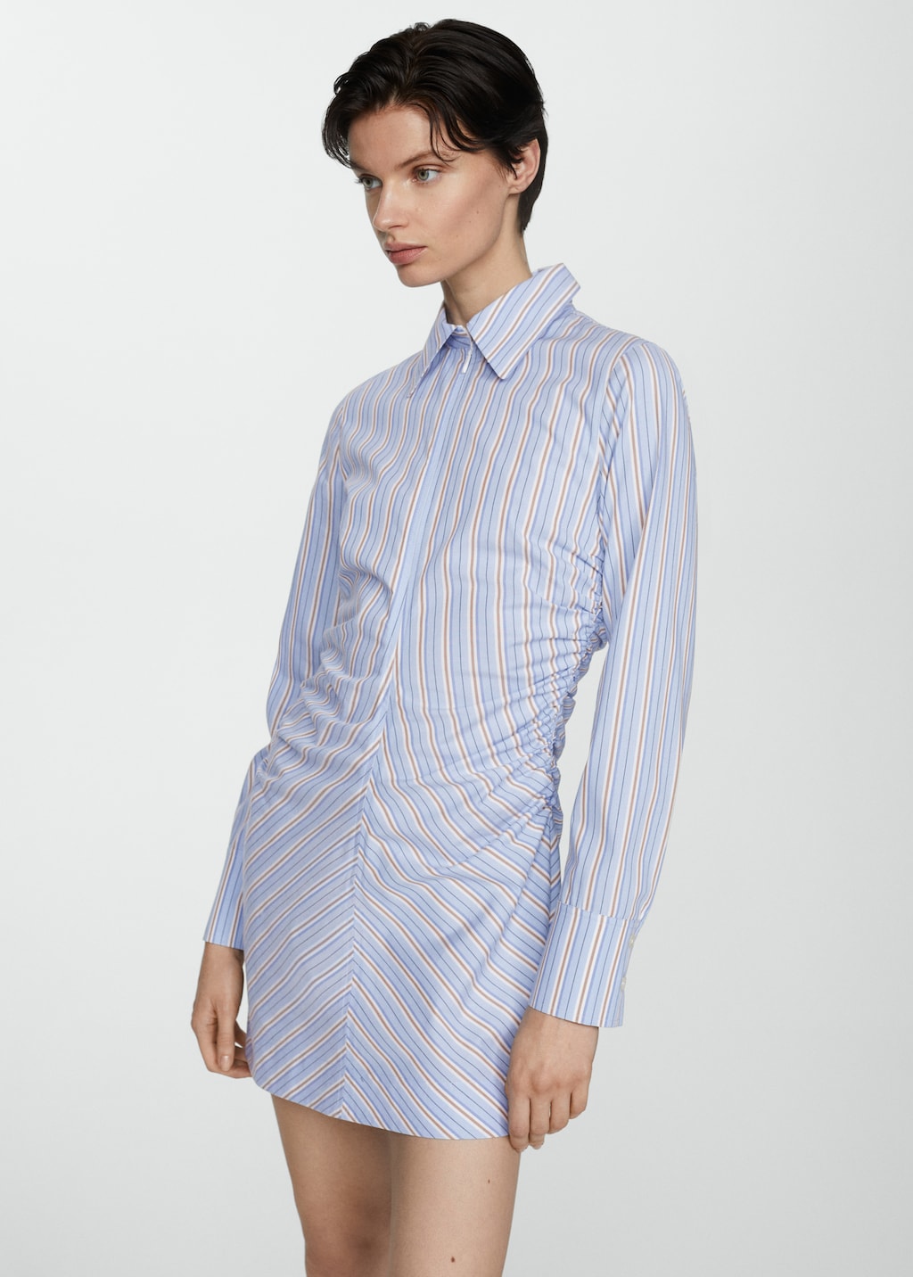 Striped shirt dress with zip - Medium plane