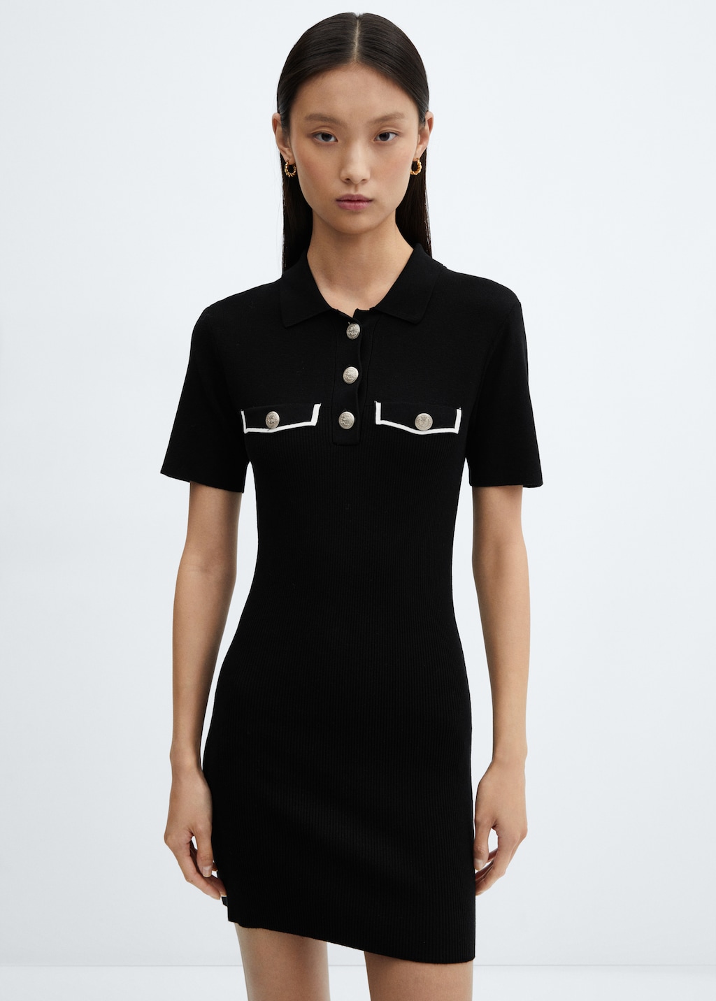 Black knitted polo neck dress fashion