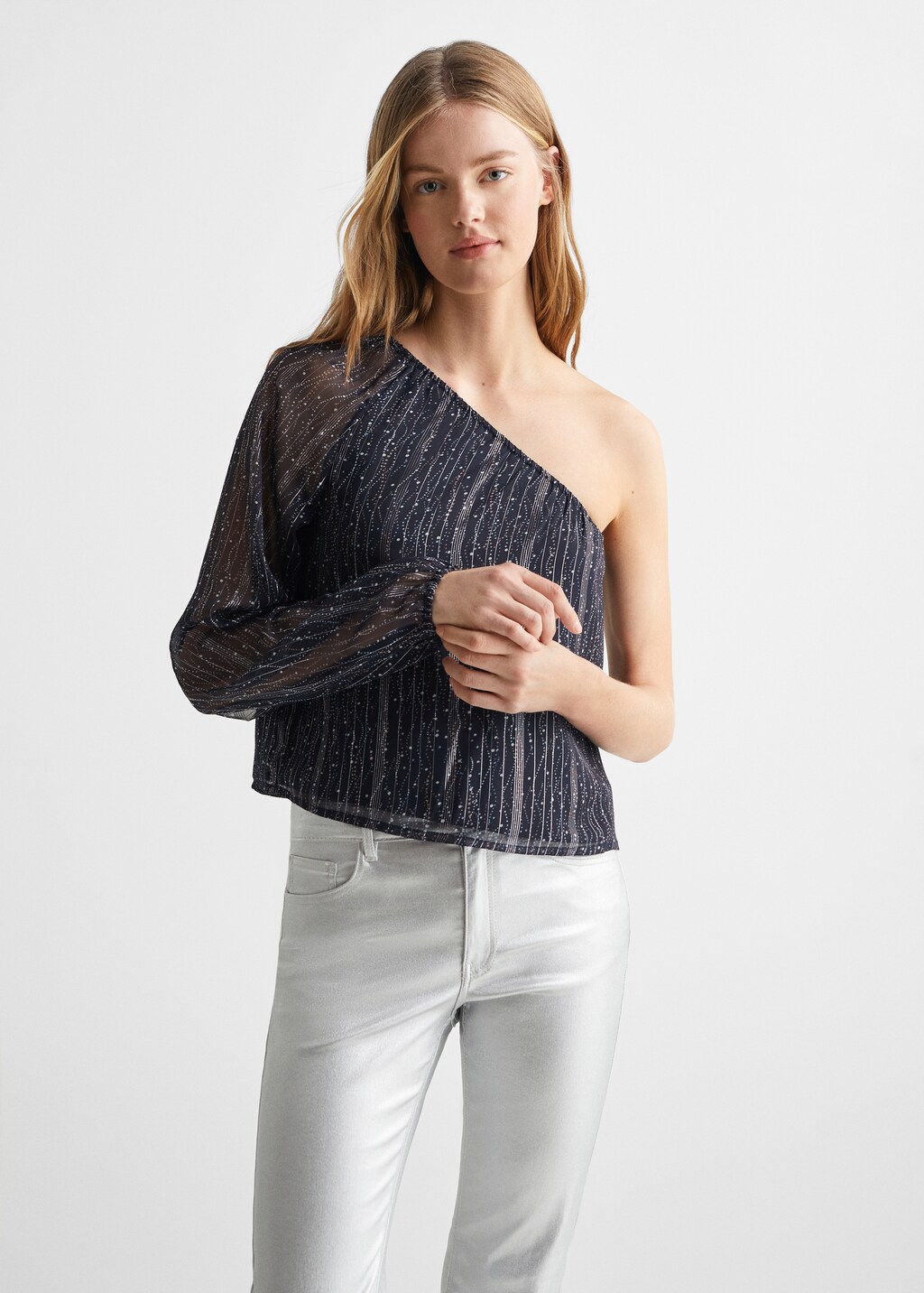 Asymmetrical lurex blouse - Medium plane