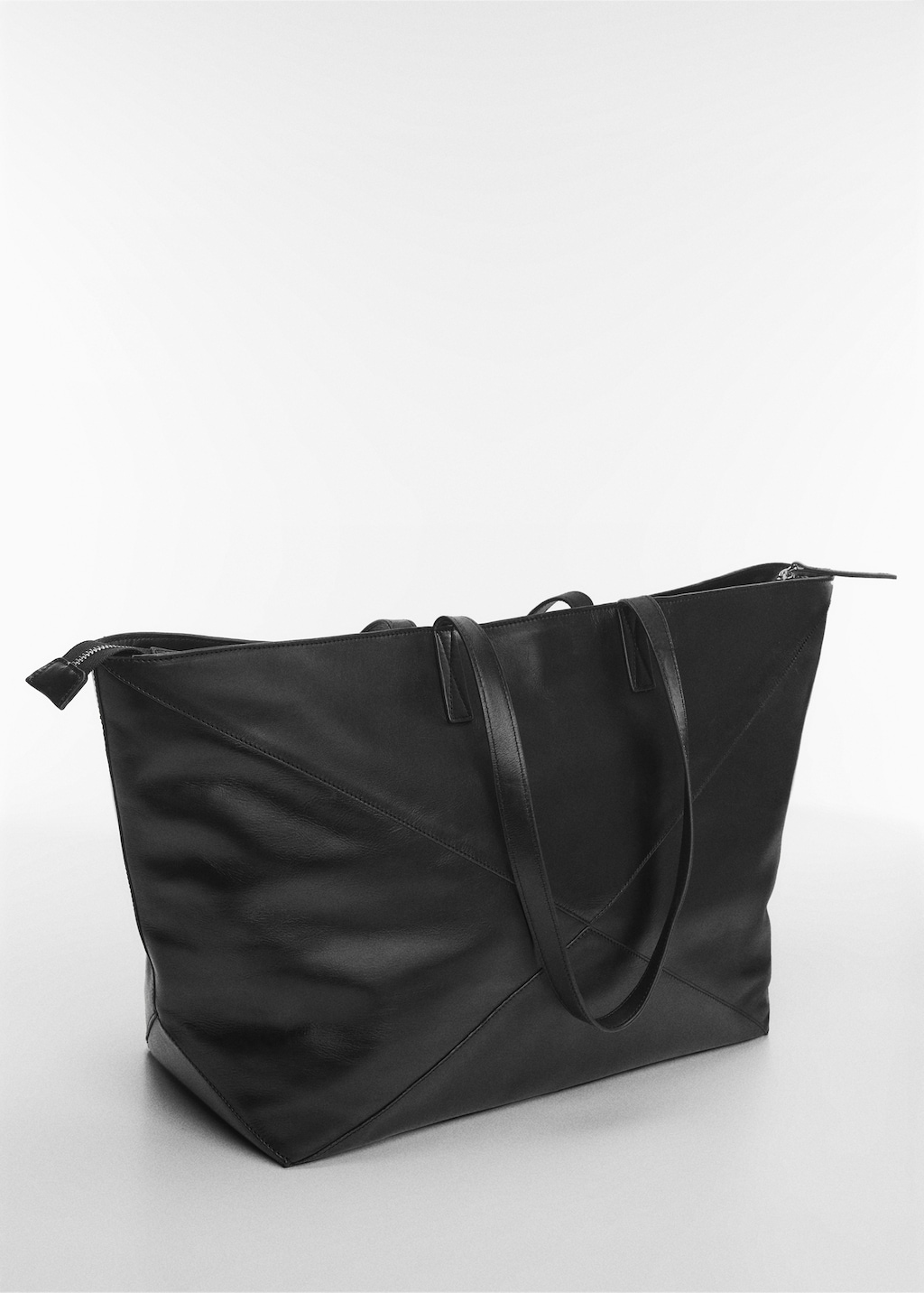 Leather shopper bag - Medium plane