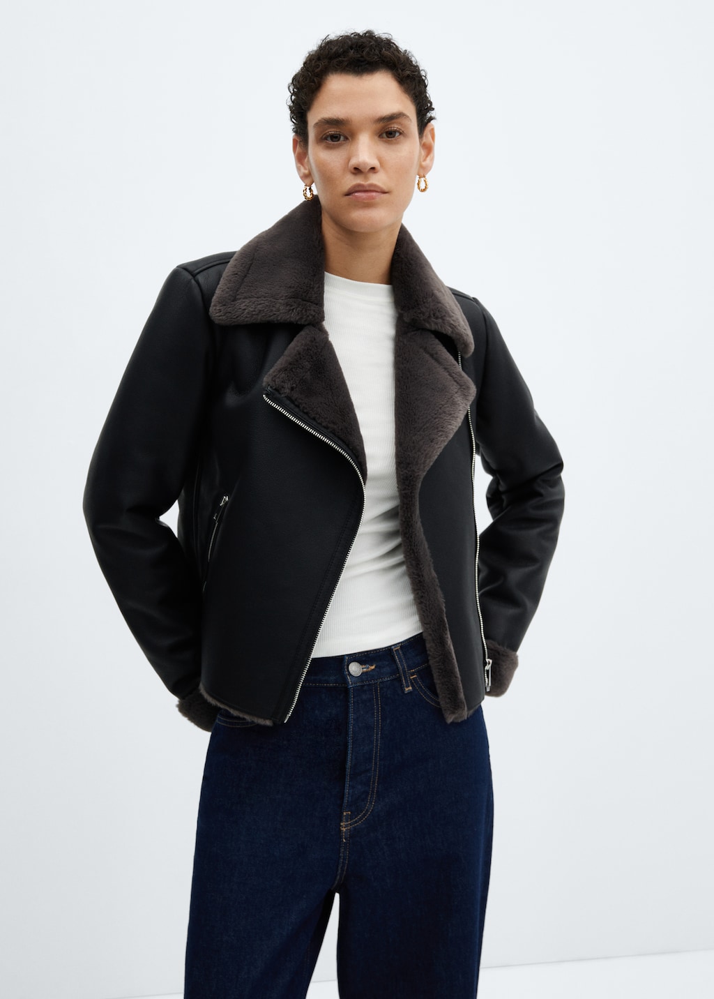 Jacket with shearling-effect lining - Medium plane