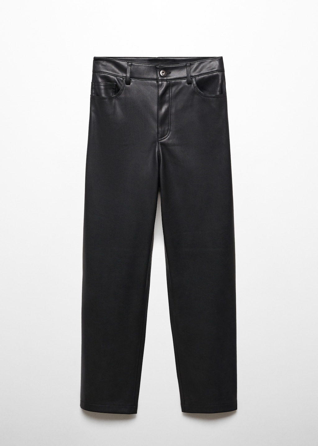 Black leather effect fashion trousers