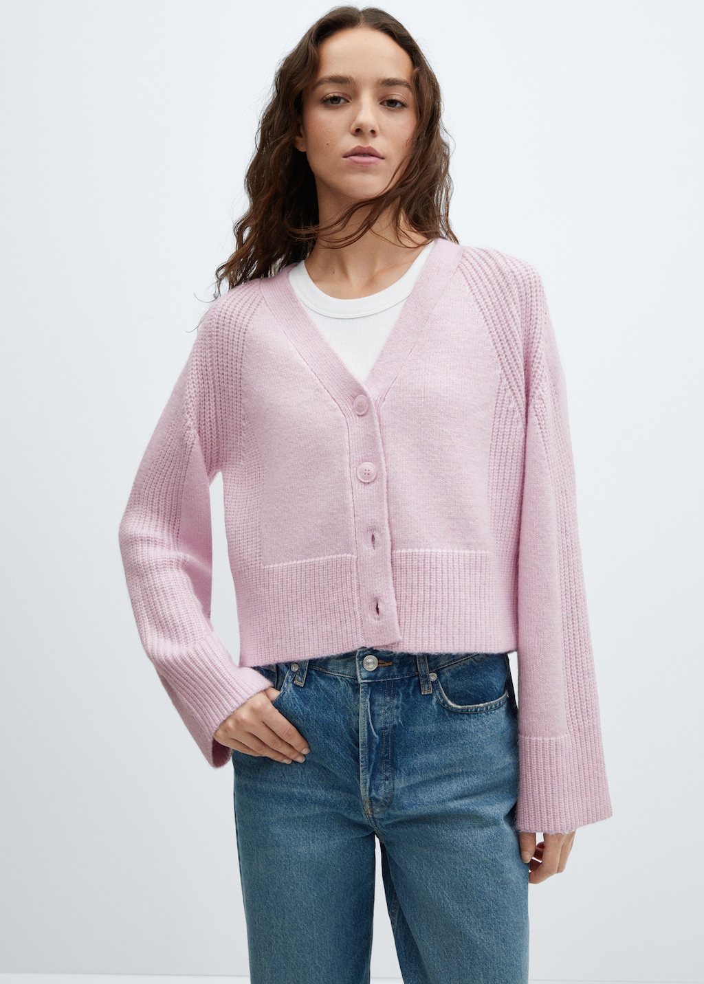 Cardigan maille col V - Plan moyen