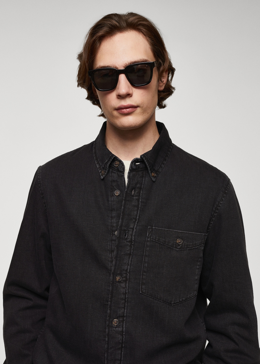 Quilted denim overshirt - Details of the article 1