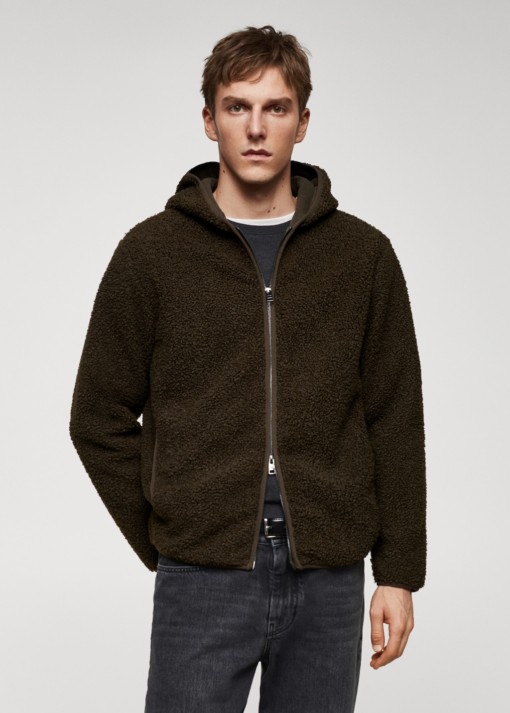 Zipper bouclé sweatshirt - Men | MANGO OUTLET Finland