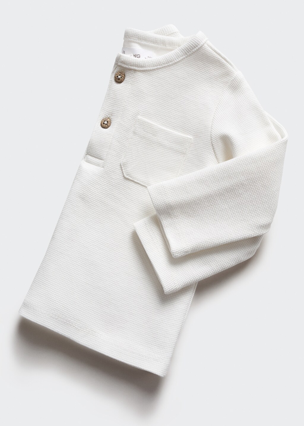 Textured cotton T-shirt - Details of the article 0