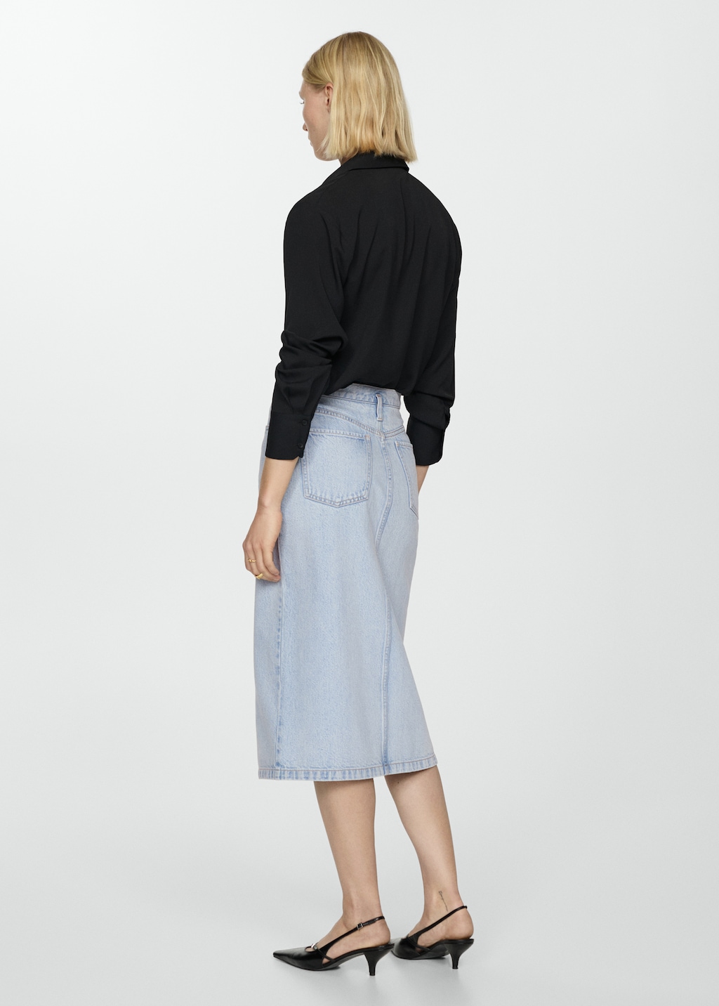 Denim midi-skirt - Reverse of the article