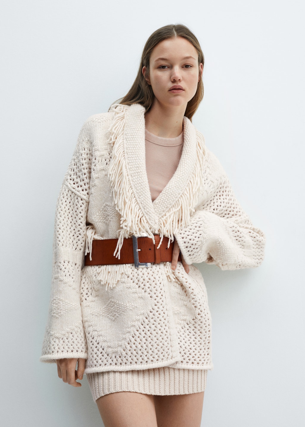 Fringed knit cardigan - Medium plane