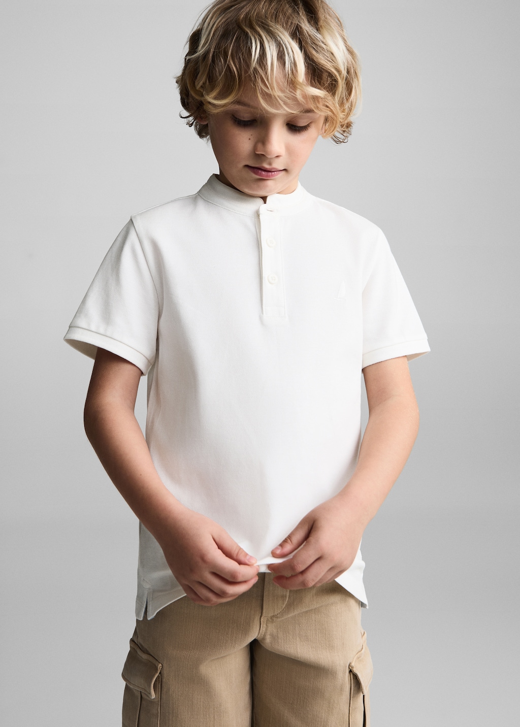 Mao collar cotton polo - Medium plane