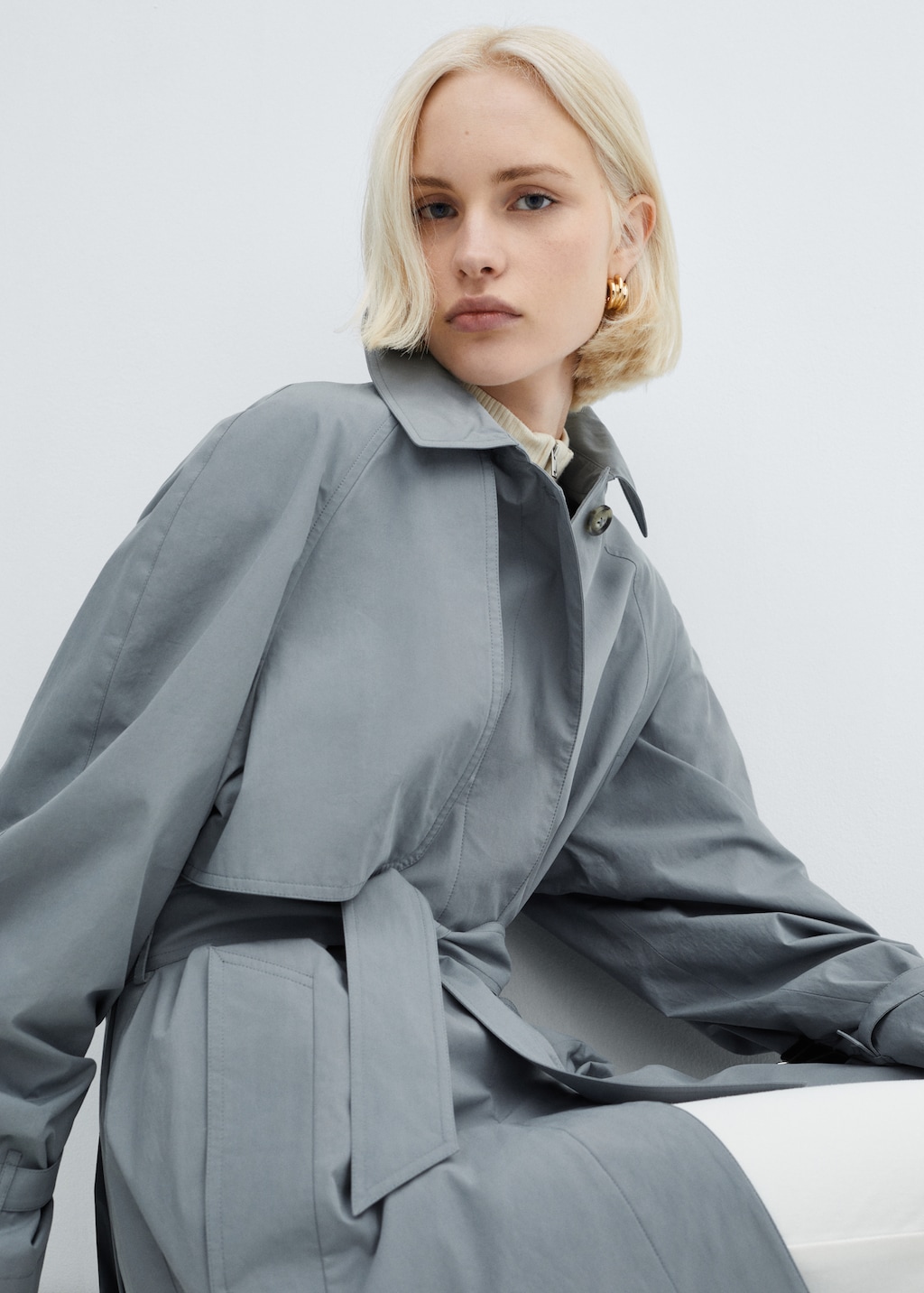 Cotton trench coat with belt - Details of the article 2