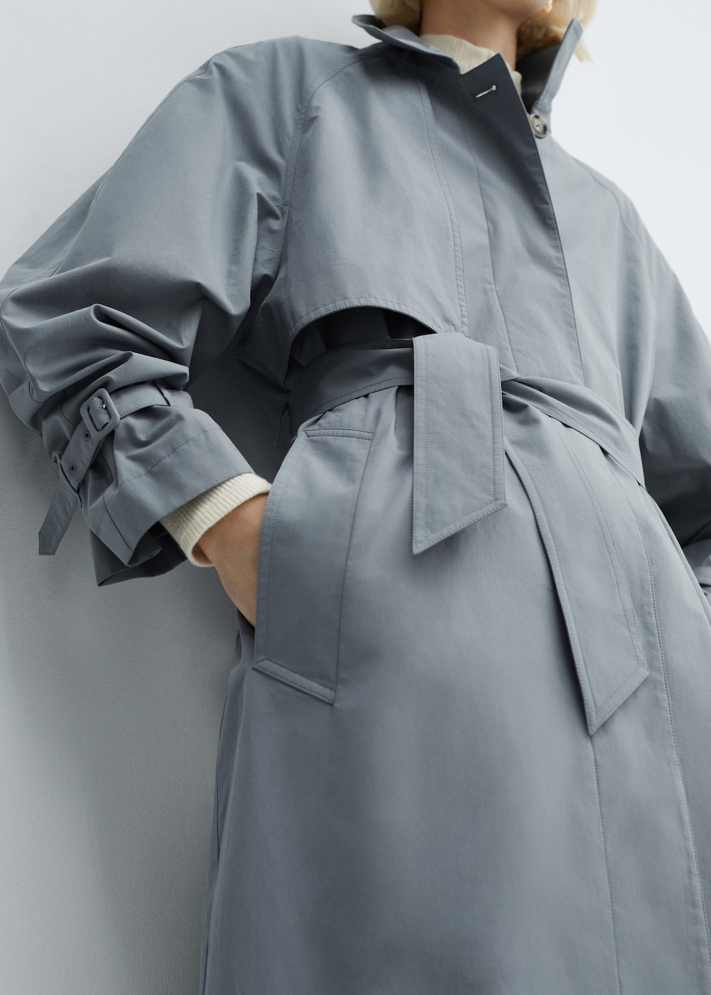 Cotton trench coat with belt - Details of the article 4