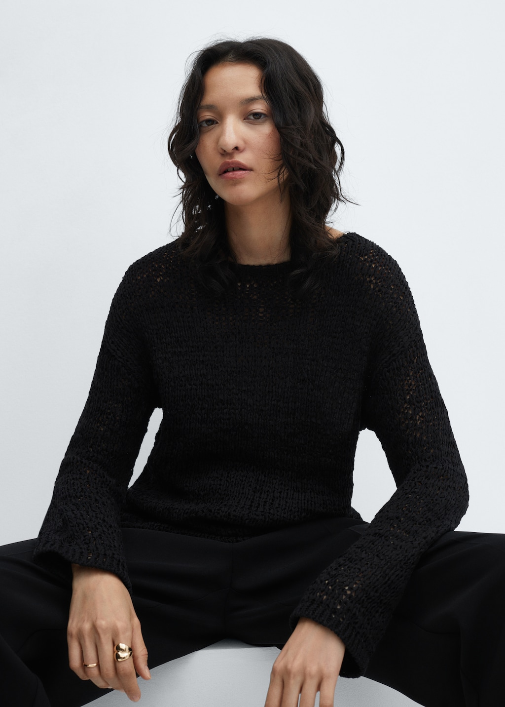 Boat-neck knitted sweater - Details of the article 1