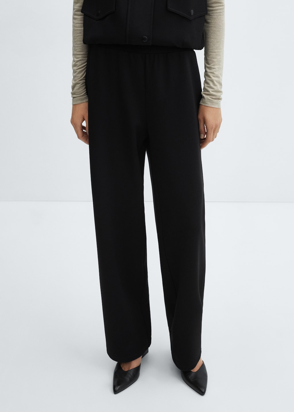 Straight-fit trousers with elastic waist - Medium plane